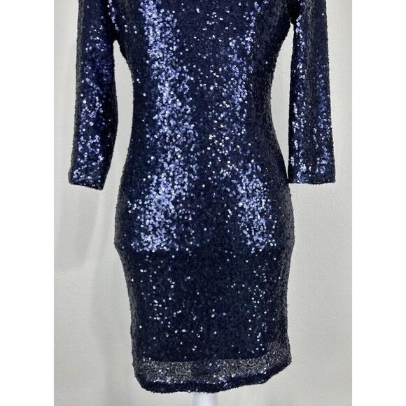 LuLu’s Delightful Ways Navy Blue Sequin Mini Dress Size Small (2/4) - Picture 2 of 14